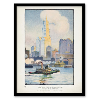 Artery8 Rachael R Elmer The Woolworth Building From The Ferry Framed Wall Art Print A3 from B&Q