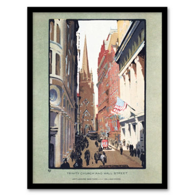 Artery8 Rachael R Elmer Trinity Church And Wall Street Framed Wall Art Picture Print A3 from B&Q