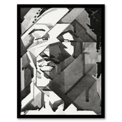 Artery8 Reijer Stolk Self Portrait Abstract Cubist Painting Framed Wall Art Print A3 from B&Q