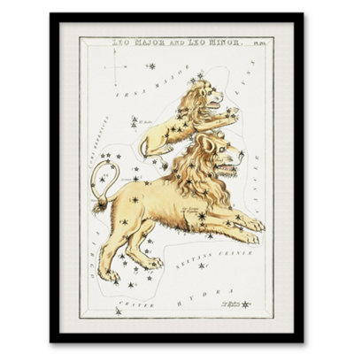 B&Q -  Sidney Hall Vintage Leo Constellation Illustration Framed Wall Art Print A3