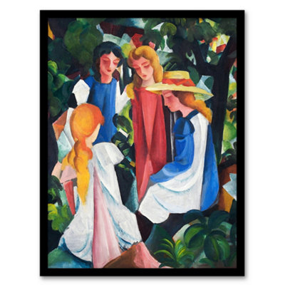 Artery8 Four Girls Nature Painting August Macke Framed Wall Art Print 12X16" from B&Q