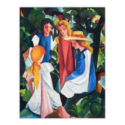 Artery8 Four Girls Nature Painting August Macke Wall Art Poster Print 12X16" from B&Q