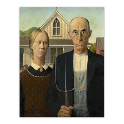 Artery8 American Gothic Farmers Portrait Grant Wood Wall Art Poster Print 12X16" from B&Q