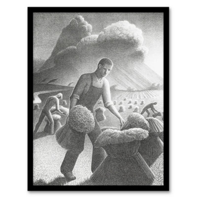 Artery8 Approaching Storm In Wheat Field Grant Wood Framed Wall Art Print 12X16" from B&Q