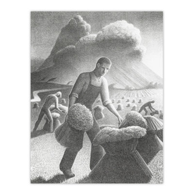 Artery8 Approaching Storm In Wheat Field Grant Wood Wall Art Poster Print 12X16" from B&Q