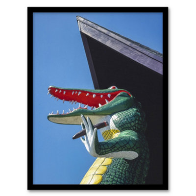 Artery8 Gatorland Zoo Alligator With Cigar Margolies Framed Wall Art Print 12X16" from B&Q