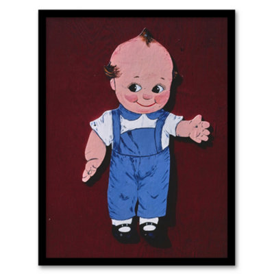 Artery8 Retro Boy Kewpie Deer Acres Fun Park Margolies Framed Wall Art Print 12X16"