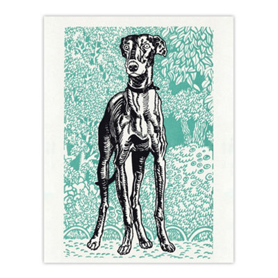 Artery8 Dog Lover Greyhound Pet Portrait Moriz Jung Wall Art Poster Print 12X16" from B&Q