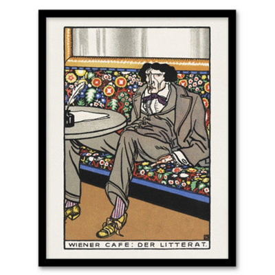 Artery8 Viennese Cafe The Man Of Letters Moriz Jung Framed Wall Art Print 12X16" from B&Q