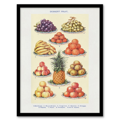 B&Q -  Summer Dessert Fruit Kitchen Mrs Beeton Framed Wall Art Print 12X16"