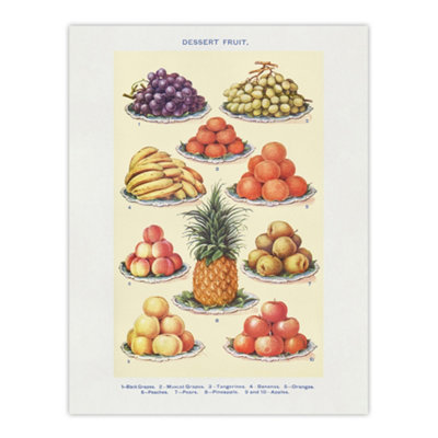 B&Q -  Summer Dessert Fruit Kitchen Mrs Beeton Wall Art Poster Print 12X16"