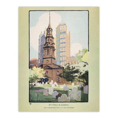 Artery8 St Pauls Chapel Cityscape Rachael R Elmer Wall Art Poster Print 12X16" from B&Q