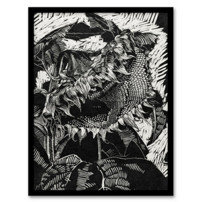 Artery8 Sunflower Stylised Flower Bloom Reijer Stolk Framed Wall Art Print 12X16" from B&Q