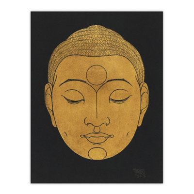 Artery8 Bronze Gold Head Of Buddha Reijer Stolk Wall Art Poster Print 12X16" from B&Q