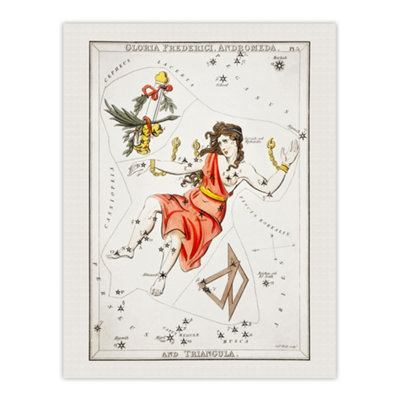 B&Q -  Vintage Andromeda Constellation Illustration Hall Wall Art Poster Print 12X16"
