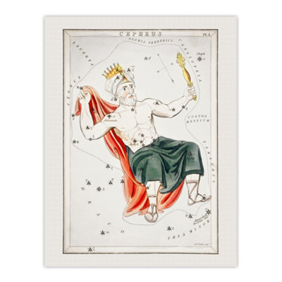 B&Q -  Vintage Cepheus Constellation Illustration Hall Wall Art Poster Print 12X16"