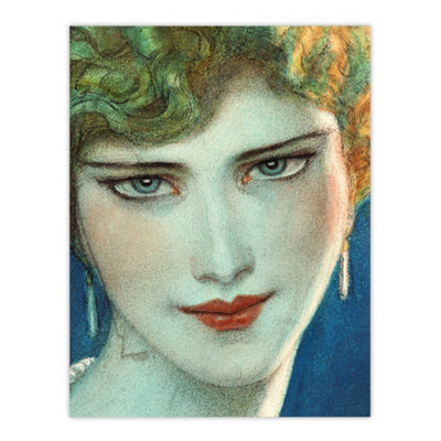 Artery8 Face Of Blonde Girl With Earrings W T Benda Wall Art Poster Print 12X16"