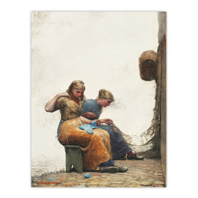 Artery8 Mending The Fishing Nets Winslow Homer Wall Art Poster Print 12X16" from B&Q