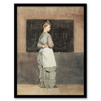 Artery8 Teacher With Blackboard Winslow Homer Framed Wall Art Print 12X16"