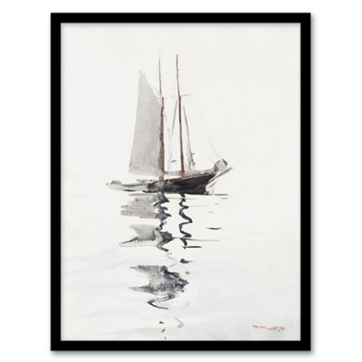 B&Q -  Two Masted Schooner With Dory Winslow Homer Framed Wall Art Print 12X16"