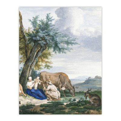 Artery8 Peasant Family And Cattle Landscape Schouman Wall Art Poster Print 12X16" from B&Q