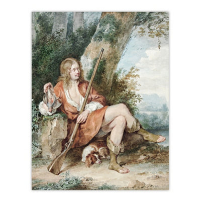Artery8 Resting Hunter With Partridge By A Tree Schouman Wall Art Poster Print 12X16"
