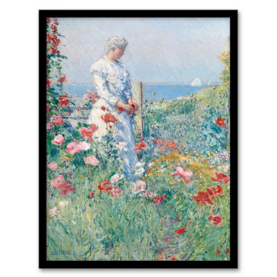 B&Q -  Celia In Her Garden Floral Portrait Hassam Framed Wall Art Print 12X16"