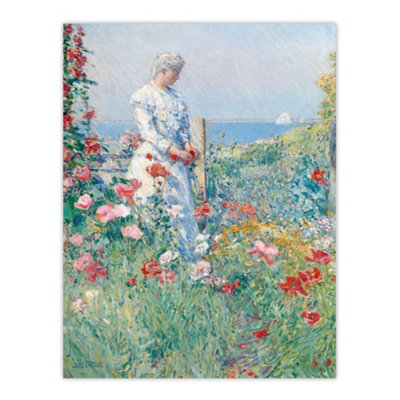 B&Q -  Celia In Her Garden Floral Portrait Hassam Wall Art Poster Print 12X16"