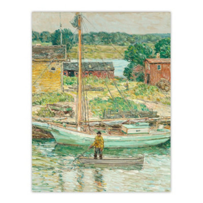 Artery8 Oyster Sloop Sailboat In Cos Cob Harbour Hassam Wall Art Poster Print 12X16" from B&Q