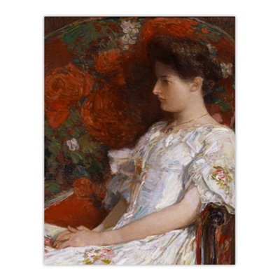 Artery8 Woman Portrait On Victorian Chair Hassam Wall Art Poster Print 12X16" from B&Q