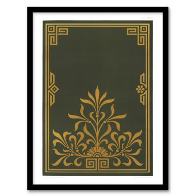 Artery8 Antique Art Deco Botanical Pattern Audsley Framed Wall Art Print 12X16" from B&Q