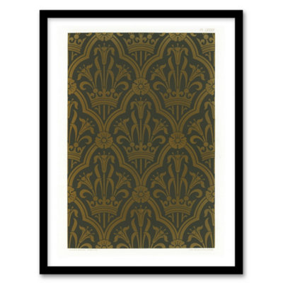 Artery8 Lily And Crown Art Deco Pattern Audsley Framed Wall Art Print 12X16" from B&Q