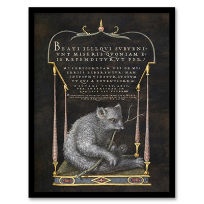 B&Q -  Latin Beatitudes With Sloth Artwork Hoefnagel Framed Wall Art Print 12X16"