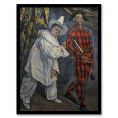 Artery8 Mardi Gras Pierrot Clown And Harlequin Cezanne Framed Wall Art Print 12X16" from B&Q