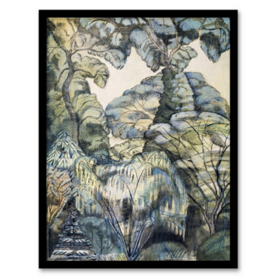 Artery8 Trees In Bird Garden Iver Heath Paul Nash Framed Wall Art Print 12X16"