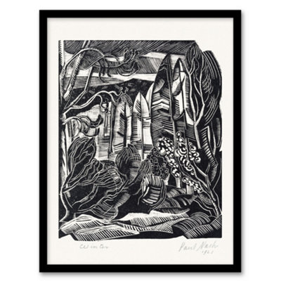B&Q -  Winter In Hampden Black White Landscape Nash Framed Wall Art Print 12X16"