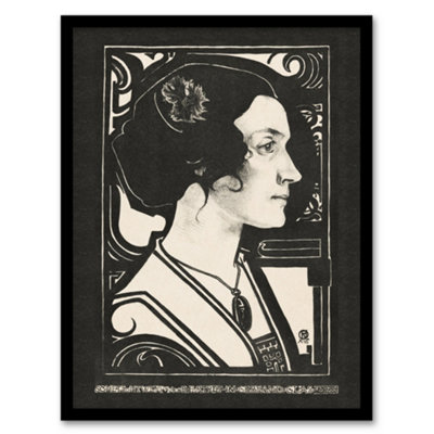 Artery8 Woman Stained Glass Sketch Portrait Holst Framed Wall Art Print 12X16" from B&Q