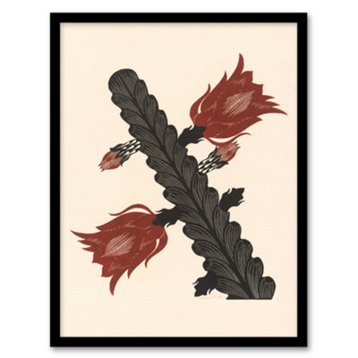 Artery8 Stylised Blooming Cactus De Mesquita Framed Wall Art Print 12X16" from B&Q