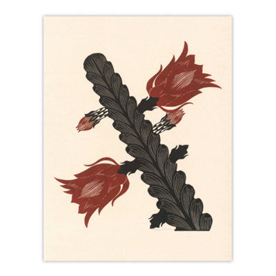 Artery8 Stylised Blooming Cactus De Mesquita Wall Art Poster Print 12X16" from B&Q