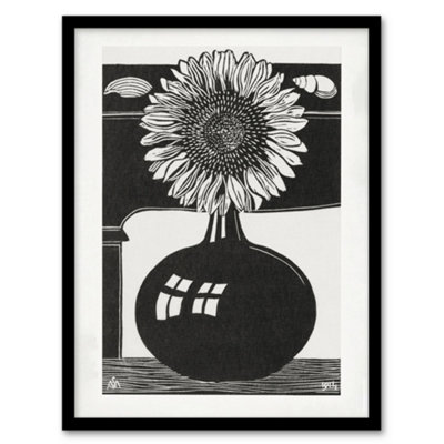 Artery8 Stylised Sunflower In A Vase De Mesquita Framed Wall Art Print 12X16" from B&Q