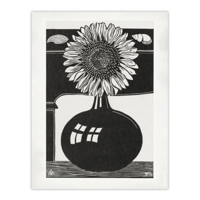 Artery8 Stylised Sunflower In A Vase De Mesquita Wall Art Poster Print 12X16" from B&Q