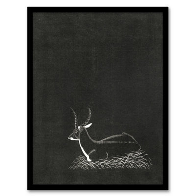 Artery8 Stylised Waterbuck Painting De Mesquita Framed Wall Art Print 12X16" from B&Q