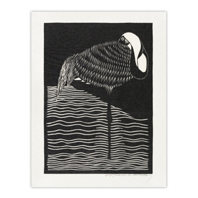 Artery8 Stylised White Necked Crane De Mesquita Wall Art Poster Print 12X16" from B&Q