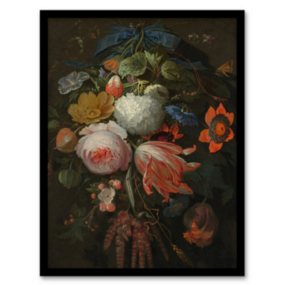 B&Q -  Hanging Bouquet Of Flowers Abraham Mignon Framed Wall Art Print A4