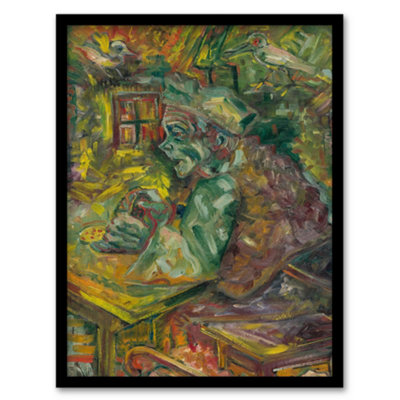 B&Q -  At The Table Bold Colourful Kubincan Framed Wall Art Print A4