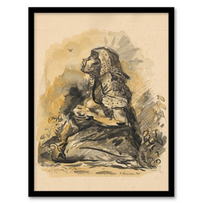 Artery8 Gypsy And Lark Watercolour Kubincan Framed Wall Art Print A4 from B&Q