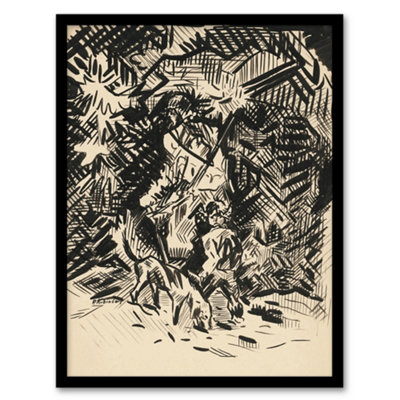 Artery8 Hunter With Child And Hound Kubincan Framed Wall Art Print A4 from B&Q