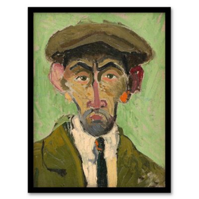 Artery8 Self Portrait In Green Arnold Weisz Kubincan Framed Wall Art Print A4 from B&Q