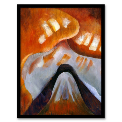 B&Q -  Mountain And Sky Abstract Landscape Dove Framed Wall Art Print A4