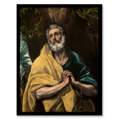 Artery8 Apostle Guilt Saint Peter In Tears El Greco Framed Wall Art Print A4 from B&Q
